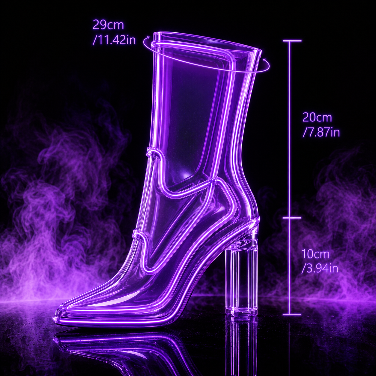 LED Transparent PVC Luminous Fashion YK2 Ankle Boots Women Chunky Block Heel Pointed Toe Halloween Party Stage Boot Shoes F491