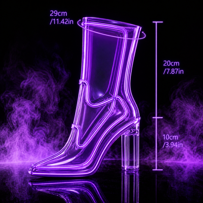 LED Transparent PVC Luminous Fashion YK2 Ankle Boots Women Chunky Block Heel Pointed Toe Halloween Party Stage Boot Shoes F491